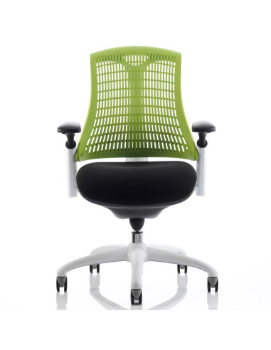 Flex Task Operator Office Chair Black Fabric Seat, Green Back With Arms KC0058