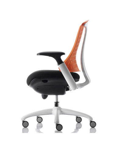 Flex Task Operator Office Chair Black Fabric Seat, Orange Back With Arms KC0059