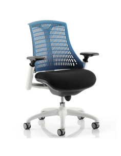 Flex Task Operator Office Chair Black Fabric Seat, Blue Back With Arms KC0060