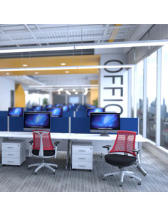 Flex Task Operator Office Chair Black Fabric Seat, Moonstone White Back With Arms KC0056 2