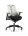 Flex Task Operator Office Chair Black Fabric Seat, Moonstone White Back With Arms KC0072