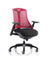 Flex Task Operator Office Chair With Black Fabric Seat, Red Back With Arms KC0073