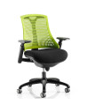 Flex Task Operator Office Chair With Black Fabric Seat, Green Back With Arms KC0074