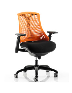 Flex Task Operator Office Chair With Black Fabric Seat Orange Back With Arms KC0075
