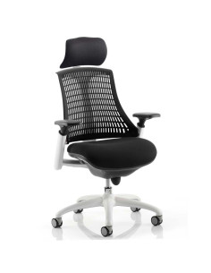 Flex Task Operator Chair Black Fabric Seat, Black Back With Arms, Headrest KC0087