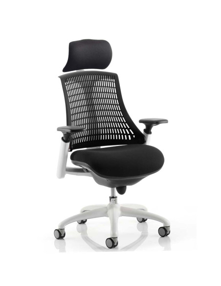 Flex Task Operator Chair Black Fabric Seat, Black Back With Arms, Headrest KC0087 - pic 32523 | FastDaddyshop