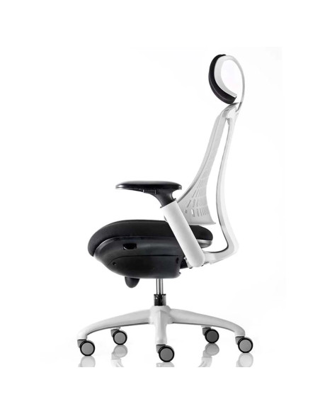 Flex Task Operator Chair Black Fabric Seat, Moonstone White Back With Arms, Headrest KC0088 - pic 32529 | FastDaddyshop