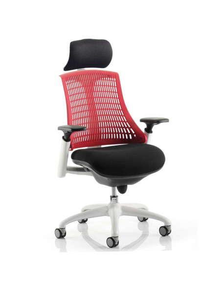 Flex Task Operator Chair Black Fabric Seat, Red Back With Arms, Headrest KC0089 - pic 32531 | FastDaddyshop