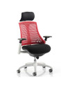 Flex Task Operator Chair Black Fabric Seat, Red Back With Arms, Headrest KC0089