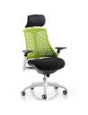 Flex Task Operator Chair Black Fabric Seat, Green Back With Arms, Headrest KC0090