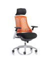 Flex Task Operator Chair Black Fabric Seat, Orange Back With Arms, Headrest KC0091