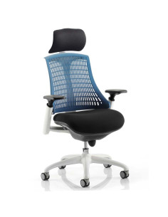Flex Task Operator Chair Black Fabric Seat, Blue Back With Arms, Headrest KC0092