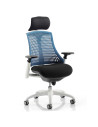 Flex Task Operator Chair Black Fabric Seat, Blue Back With Arms, Headrest KC0092