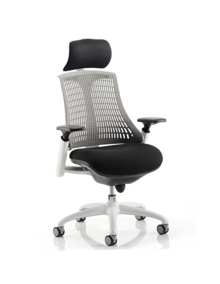 Flex Task Operator Chair Black Fabric Seat, Grey Back With Arms, Headrest KC0093 - pic 32547 | FastDaddyshop