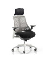 Flex Task Operator Chair Black Fabric Seat, Grey Back With Arms, Headrest KC0093