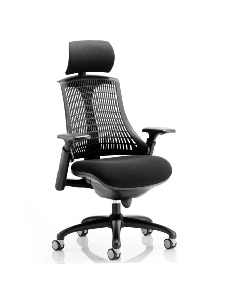 Flex Task Operator Chair Black Fabric Seat, Black Back With Arms, Headrest KC0103 - pic 32554 | FastDaddyshop