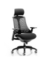 Flex Task Operator Chair Black Fabric Seat, Black Back With Arms, Headrest KC0103