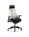 Flex Task Operator Chair Black Fabric Seat, Moonstone White Back With Arms, Headrest KC0104