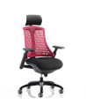 Flex Task Operator Chair Black Fabric Seat, Red Back With Arms, Headrest KC0105
