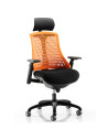 Flex Task Operator Chair Black Fabric Seat, Orange Back With Arms, Headrest KC0107