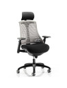 Flex Task Operator Chair Black Fabric Seat, Grey Back With Arms, Headrest KC0109