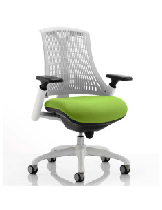 Flex Task Operator Chair White Back Bespoke Colour Seat Myrrh Green KCUP0730