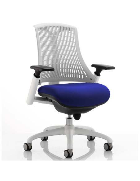 Flex Task Operator Chair White Back Bespoke Colour Seat Stevia Blue KCUP0731 - pic 32635 | FastDaddyshop
