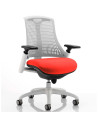 Flex Task Operator Chair White Back Bespoke Colour Seat Tabasco Orange KCUP0732