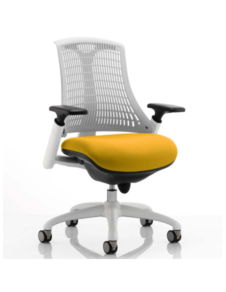 Flex Task Operator Chair White Back Bespoke Colour Seat Senna Yellow KCUP0733 - pic 32645 | FastDaddyshop