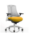 Flex Task Operator Chair White Back Bespoke Colour Seat Senna Yellow KCUP0733