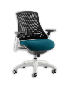 Flex Task Operator Chair Black Back Bespoke Colour Seat Maringa Teal KCUP0751
