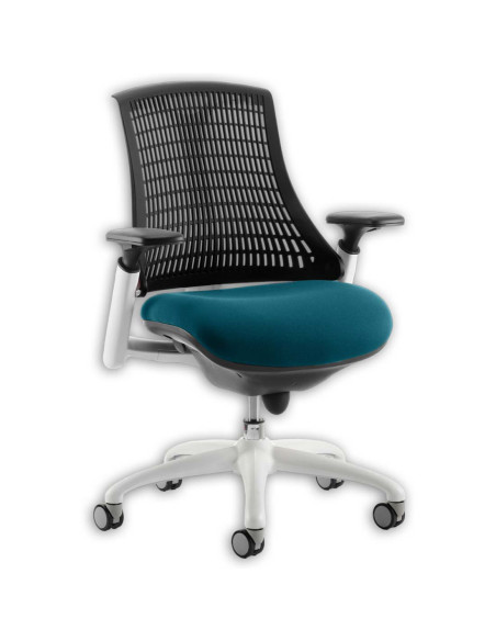 Flex Task Operator Chair Black Back Bespoke Colour Seat Maringa Teal KCUP0751 - pic 32697 | FastDaddyshop