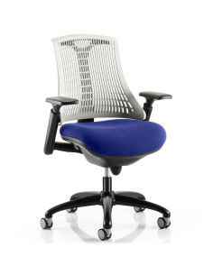 Flex Task Operator Chair White Back Bespoke Colour Seat Stevia Blue KCUP0763