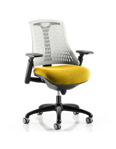 Flex Task Operator Chair White Back Bespoke Colour Seat Senna Yellow KCUP0765
