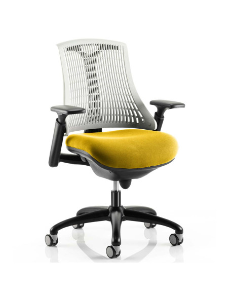 Flex Task Operator Chair White Back Bespoke Colour Seat Senna Yellow KCUP0765 - pic 32728 | FastDaddyshop