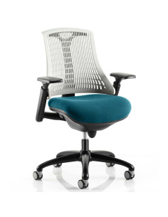 Flex Task Operator Chair White Back Bespoke Colour Seat Maringa Teal KCUP0767