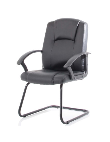 Bella Black Leather Cantilever Office Chair with Black Frame BR000300