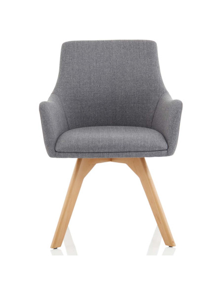 Carmen Grey Fabric Wooden Leg Office Chair BR000224 - pic 32868 | FastDaddyshop