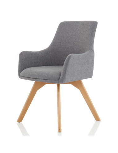Carmen Grey Fabric Wooden Leg Office Chair BR000224