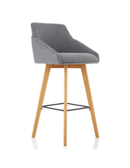 Carmen Grey Fabric Wooden Leg High Stool BR000225 - pic 32877 | FastDaddyshop