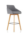 Carmen Grey Fabric Wooden Leg High Stool BR000225