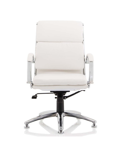 Classic Executive Office Chair Medium Back White With Arms With Chrome Glides KC0293