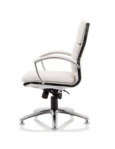 Classic Executive Office Chair Medium Back White With Arms With Chrome Glides KC0293