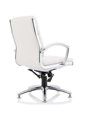 Classic Executive Office Chair Medium Back White With Arms With Chrome Glides KC0293