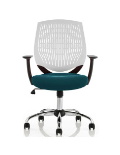 Dura Office Chair White Back Bespoke Colour Seat Maringa Teal KCUP1702