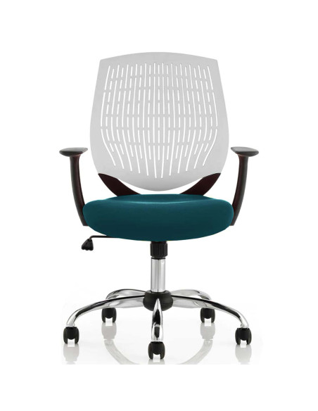 Dura Office Chair White Back Bespoke Colour Seat Maringa Teal KCUP1702 - pic 33088 | FastDaddyshop