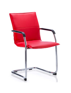Echo Cantilever Office Chair Red Soft Bonded Leather With Arms BR000037