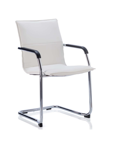 Echo Cantilever Office Chair White Soft Bonded Leather With Arms BR000038 - pic 33163 | FastDaddyshop