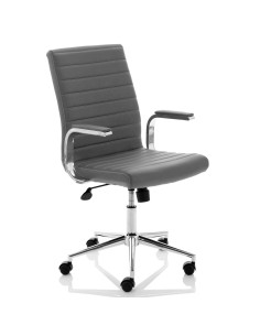 Ezra Medium Back Executive Grey Leather Office Chair EX000245
