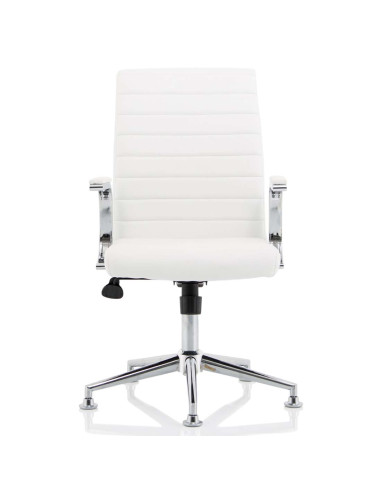 Ezra Executive White Leather Office Chair with Chrome Glides KC0294